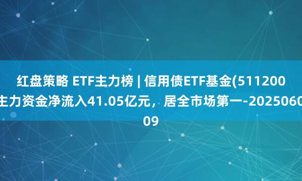 红盘策略 ETF主力榜 | 信用债ETF基金(511200)主力资金净流入41.05亿元，居全市场第一-20250609