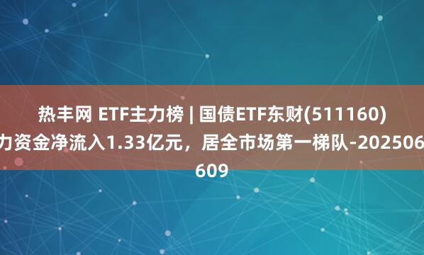 热丰网 ETF主力榜 | 国债ETF东财(511160)主力资金净流入1.33亿元，居全市场第一梯队-20250609