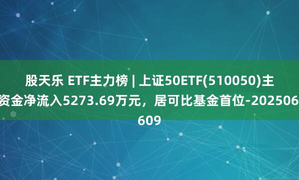 股天乐 ETF主力榜 | 上证50ETF(510050)主力资金净流入5273.69万元，居可比基金首位-20250609