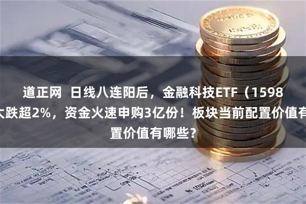 道正网  日线八连阳后，金融科技ETF（159851）大跌超2%，资金火速申购3亿份！板块当前配置价值有哪些？